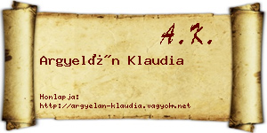 Argyelán Klaudia névjegykártya